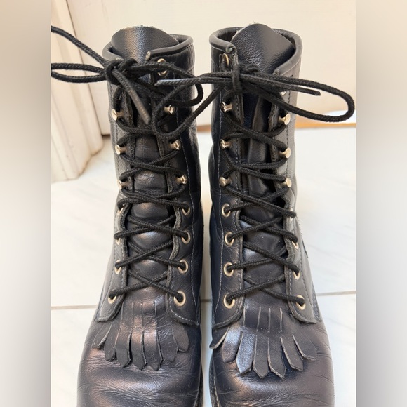 Vintage Black Justin Kiltie Lace up Boots Size 7B - Picture 6 of 8